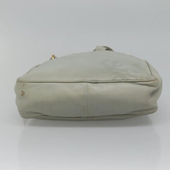 LOEWE Anagram Chain Shoulder Bag Leather Gray Gold Auth mr1092 - Picture 6 of 16